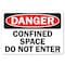 Signmission OSHA Danger Decal, Confined Space Do Not Enter, 10in X 7in Decal, 7" H, 10" W, Landscape OS-DS-D-710-L-19286 - alternate 1